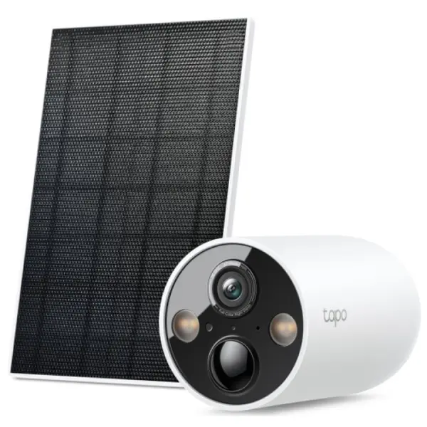 Kit camera cu panou solar TP-LINK TC85 KIT, 2K QHD (4MP), lentila 2.1mm, IR / lumina alba 15m, microfon, difuzor, baterie 10000mAh