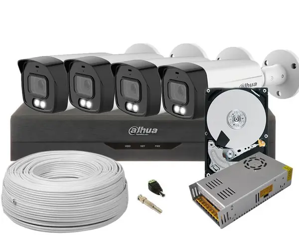 Kit camere supraveghere exterior profesionale, 4 camere, 5MP, Smart Dual Illuminators 40m, Microfon, 3.6mm, SAF-4X5MLEDACC-2TB