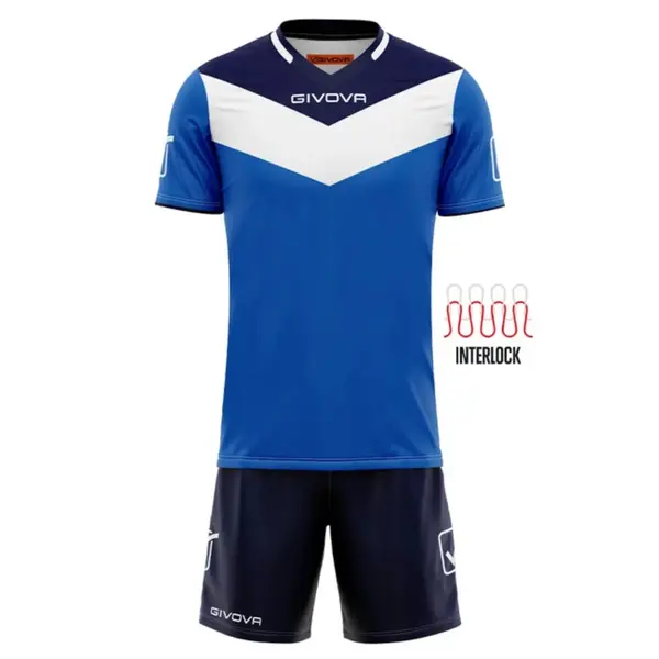 KIT Campo Personalizabil copii si adulti EF6 4XS, Tricou albastru cu bleumarin și șort bleumarin