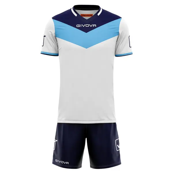 KIT Campo Personalizabil copii si adulti EF6 S, Tricou albastru deschis cu bleumarin și șort bleumarin