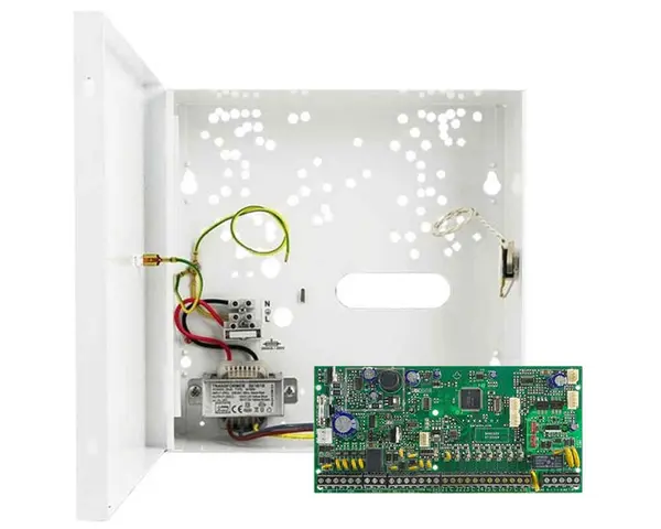 Kit centrala de alarma antiefractie Paradox SP6000, 8 zone, 2 partitii, cu cutie si transformator 16/18V, KITSP6000TC