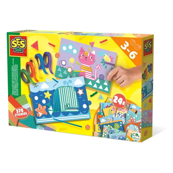 Kit creativ copii cu accesorii incluse- Invat sa lipesc si sa recunosc forme, 3-6 ani