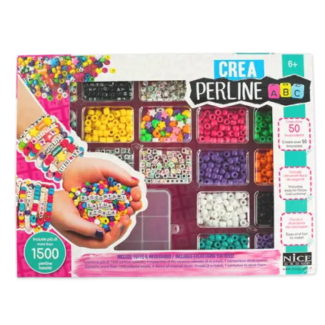Kit creativ DIY - coliere si bratari cu margele, 1500 piese, Perline ABC