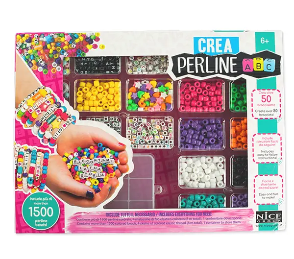 Kit creativ DIY, Coliere si bratari cu margele, Nice, Perline ABC, 1500 piese