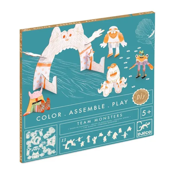 Kit Creativ Monstri de Colorat si Asamblat, Djeco