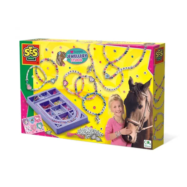 Kit creativ pentru copii cu accesorii incluse- Studiou cu diamante si pandantive cu cai