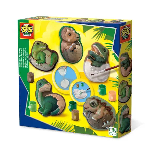 Kit creativ pentru copii mulaj si pictura - Dinozauri pui in oua