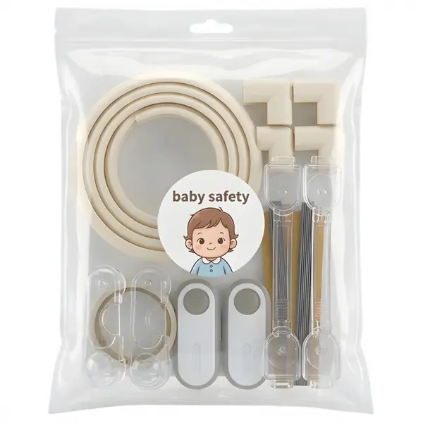 Kit de protectie pentru copii, bej, 17 piese