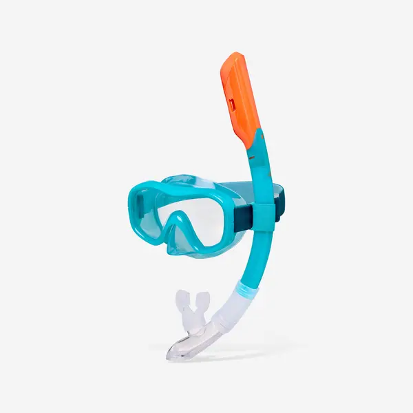 Kit de snorkeling Mască anti-aburire CONFORT tub DRYTOP 100 Turcoaz Adulți