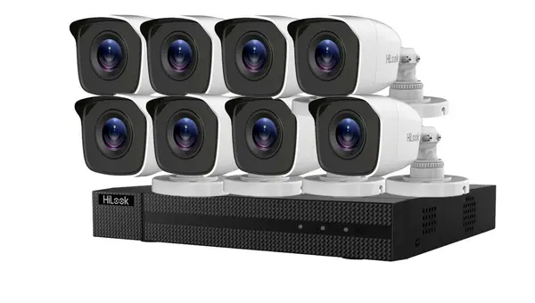 Kit de supraveghere 8 camere exterior, 2MP, IR 20m, DVR 8 canale, Hikvision HiLook, KIT8EXTHIK5MP-DVR2MP