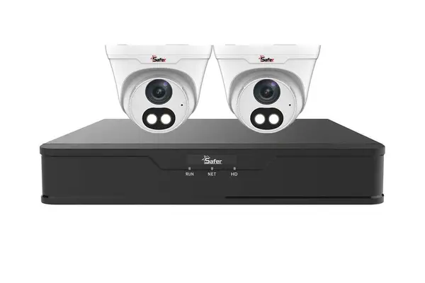 Kit de supraveghere cu 2 camere Full HD, 2.8mm, Iluminare Duala 30m, Audio, PoE, NVR 4 canale, Safer SAF-KITIPC2INTP2K