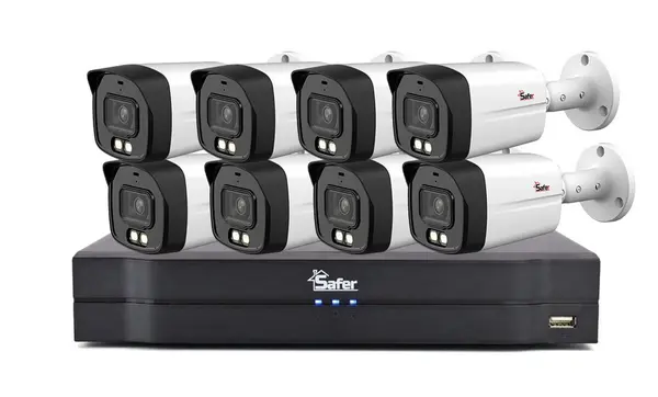 Kit de supraveghere exterior, DVR 16 canale, Audio prin HDCVI, 8x camera bullet 5MP, IR si LED 40m, Safer KIT-DVR16+8BP