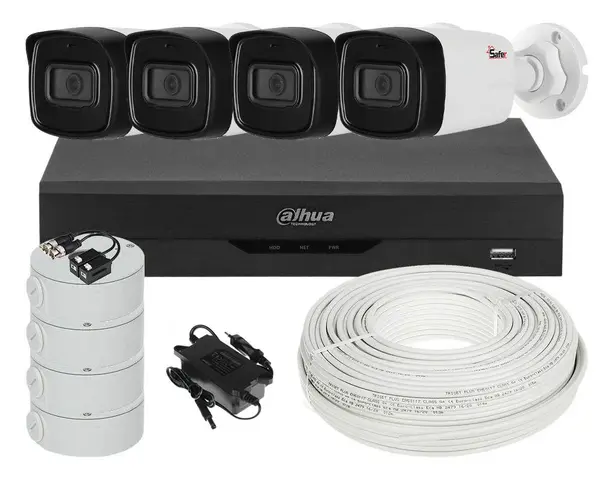 Kit de supraveghere video, 4 camere 2 MP Full HD, DVR 4 canale, vedere nocurna IR 40 m, KIT-4C2M40-XVR-ACC-DAH
