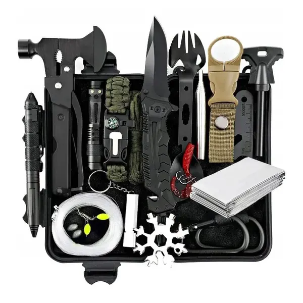 Kit de supravietuire DEPOX , Savivour Assistent, 20 elemente multifunctionale, negru