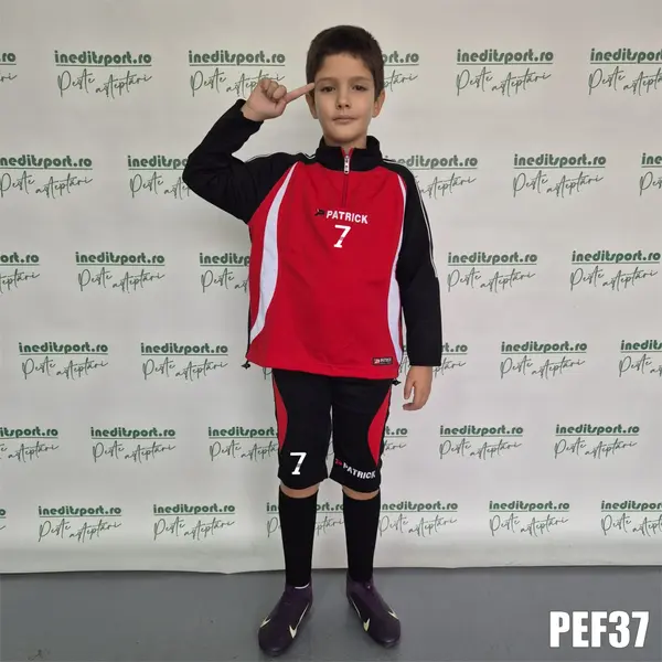 Kit echipament bluza fleece si bermude PATRICK EF37 3XS, NEGRU ROSU