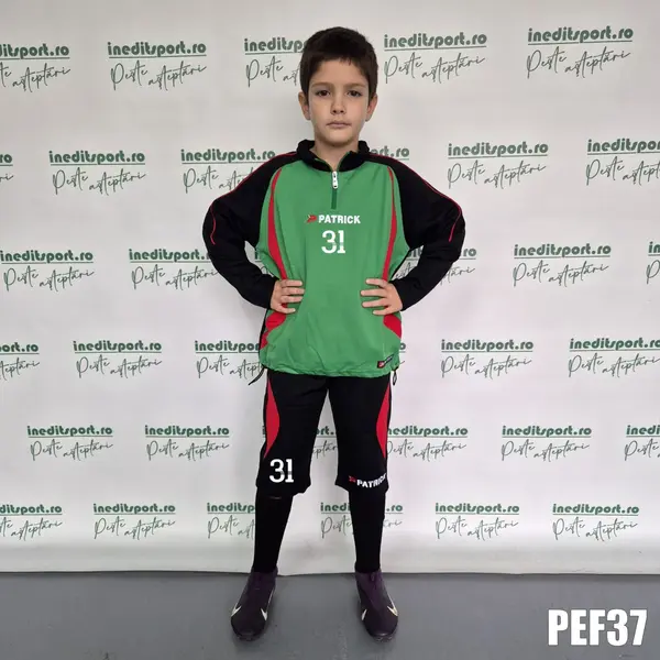 Kit echipament bluza fleece si bermude PATRICK EF37 VERDE CU NEGRU, 2XS