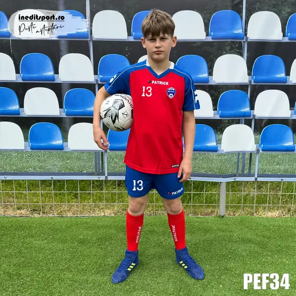 Kit echipament fotbal copii Patrick EF34 2XL, ROȘU CU ALBASTRU