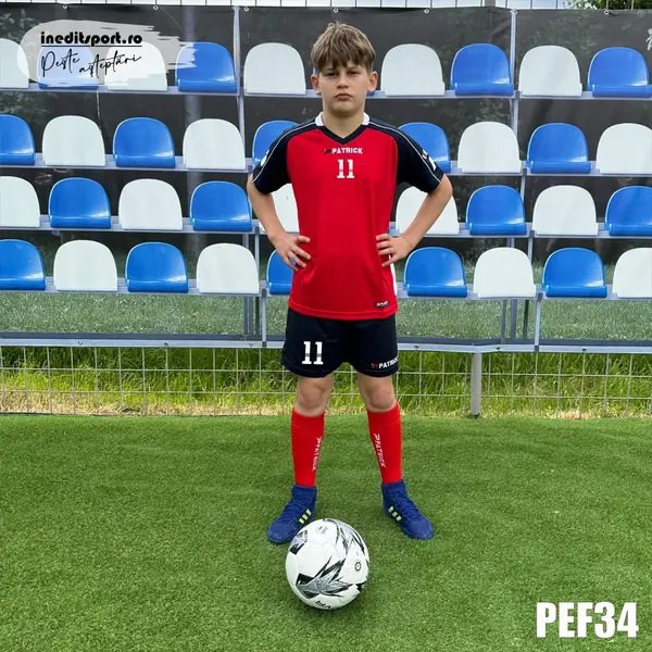 Kit echipament fotbal copii Patrick EF34 S, ROȘU CU BLEUMARIN