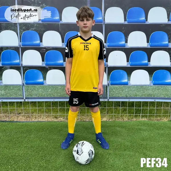 Kit echipament fotbal copii Patrick EF34 XL, GALBEN CU NEGRU