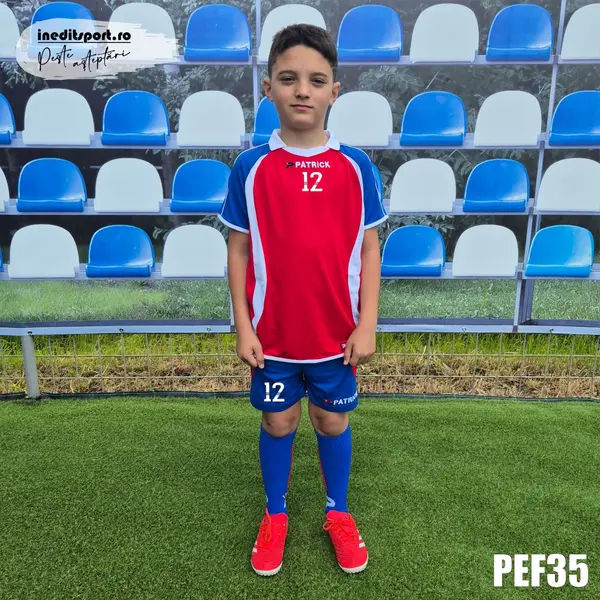 Kit echipament fotbal copii Patrick EF35 2XL, ALBASTRU CU ROȘU