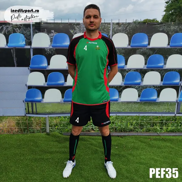 Kit echipament fotbal copii Patrick EF35 XL, VERDE CU NEGRU