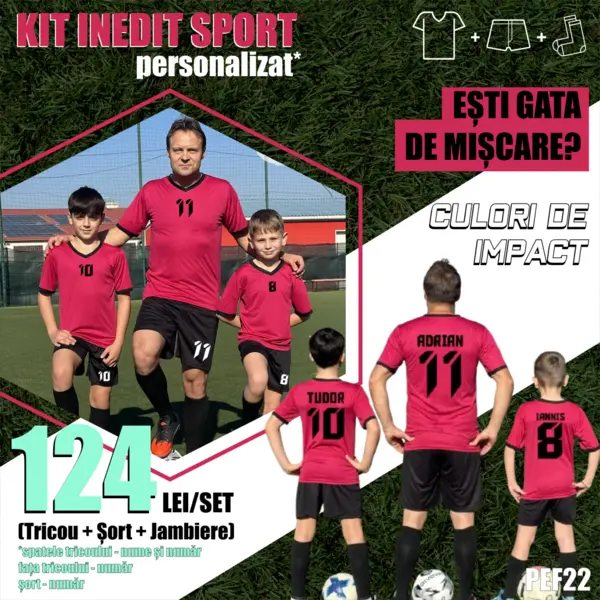 Kit echipament fotbal copii si adulti INEDIT SPORT PEF22C S, Bordo