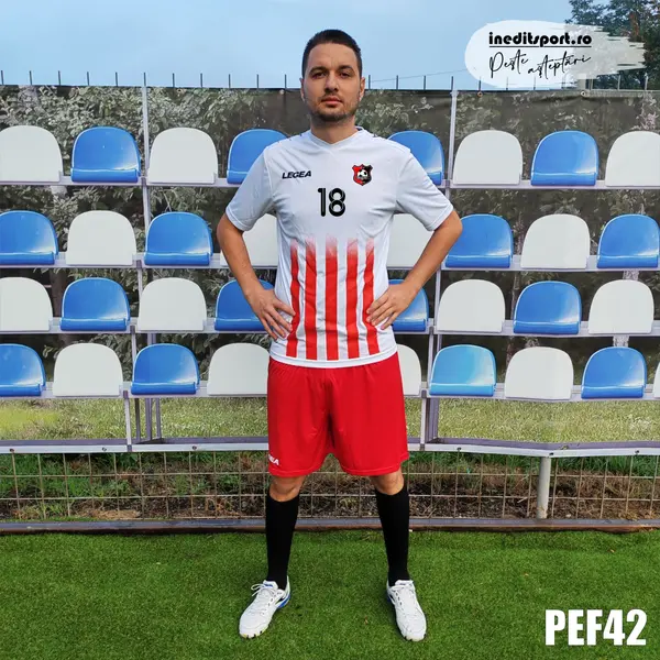 Kit echipament fotbal copii si adulti personalizat- PEF42 L, Alb