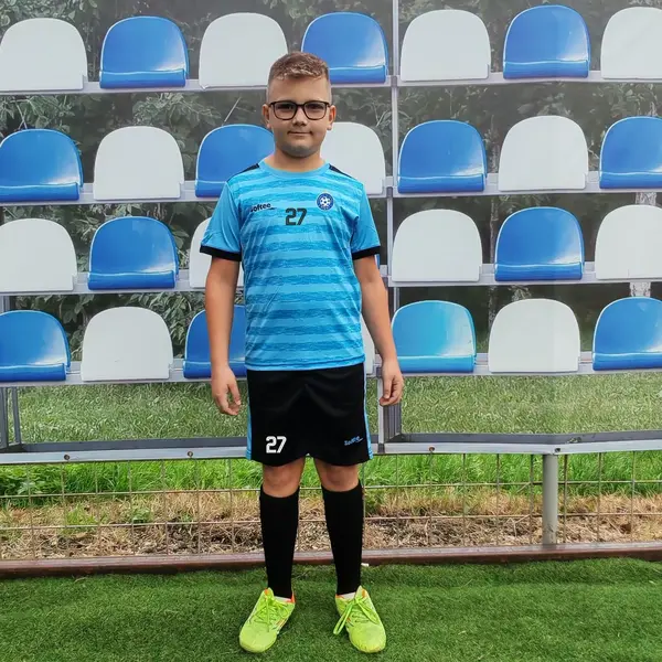 Kit echipament fotbal copii Softee EF44 10 ANI, ALBASTRU DESCHIS CU NEGRU