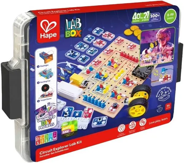 Kit educațional HaPe International LabBox - Studiu de circuit, 95 de piese