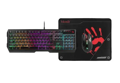 Kit Gaming A4Tech Bloody - B1700, Tastatura + Mouse + Mouse Pad, Wired, USB, iluminare RGB (Negru)