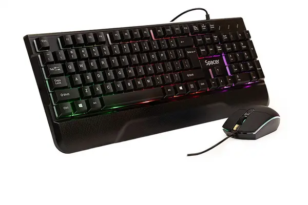 Kit gaming Spacer Invictus usb rainbow + mouse black Kit gaming Spacer Invictus usb rainbow + mouse black