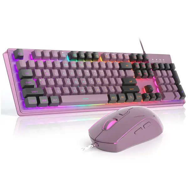 Kit Gaming Timebox, 8 Culori RGB, Lumina Reglabilă, Ergonomic, Mov - Default Title