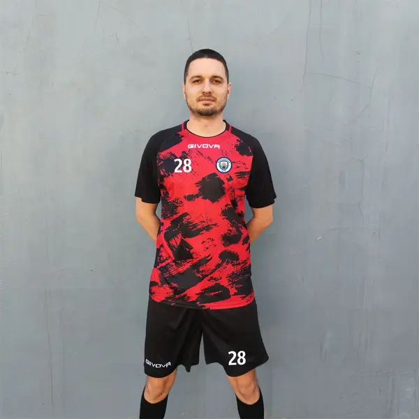 Kit Givova Art Interlock EF46 ROSU-NEGRU, 3XS