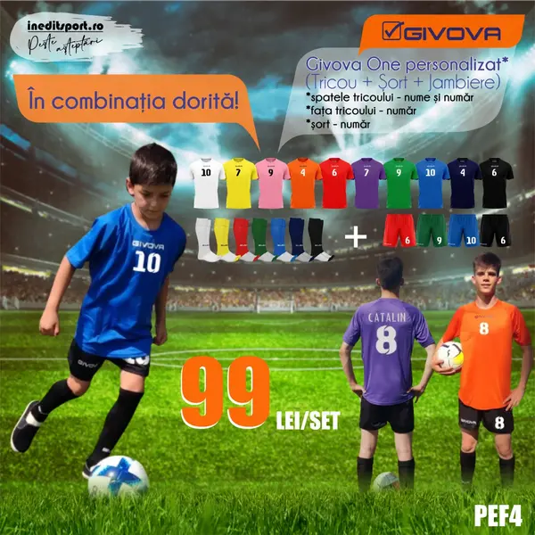KIT GIVOVA Echipament fotbal copii si adulti PEF4 L, Galben