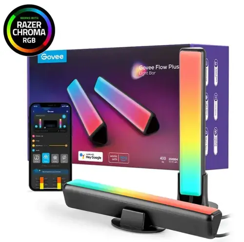 Kit Lampa LED Govee H6056 Flow Plus, RGBICWW, Wi-Fi, Voice Assistants (Negru)