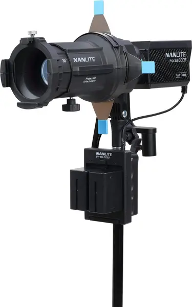 Kit Lampa Nanlite Forza 60CR RGBLAC cu Proiector PJ-FMM, Lentile 19/36 Grade, DMX CRMX Wireless, 4 Sabloane Gobo