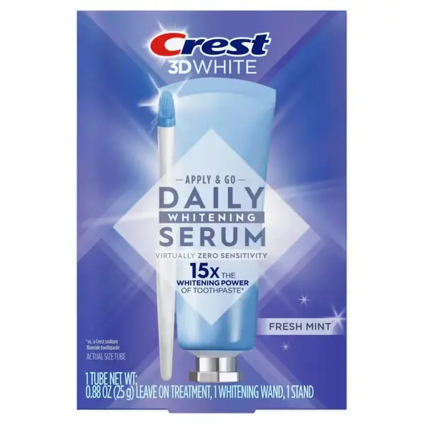 Kit pentru Albirea Dintilor, Crest, 3D White, Leave On Treatment, cu Aplicator, pentru Utilizare Zilnica, Aroma de Menta, 25gr