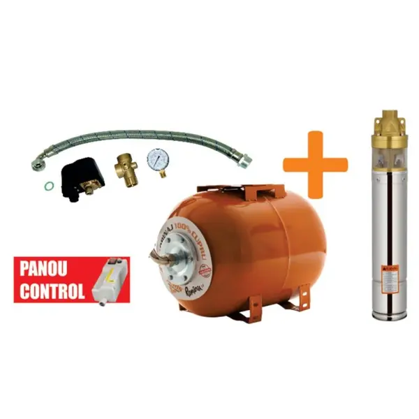 Kit Pompa + Hidrofor Ruris Dunarea 50 Litri, 750 W, 2.4 m3/h, H Refulare 60 m
