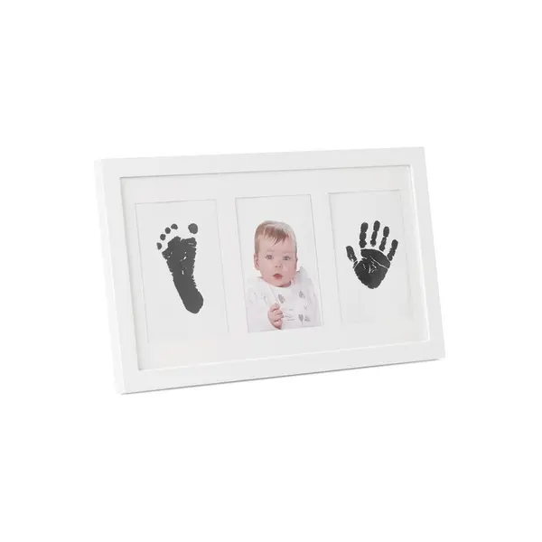 Kit rama foto tripla, Jane, Cu cerneala pentru manuta si piciorus, Non-toxic, White