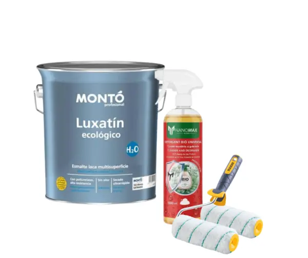 KIT Recondiționare Gresie – Vopsire Ecologică Interior & Exterior NanoMax Vopsea Ecologica Luxatin 750 ml + Detergent Bio 1L Curatare Gresie + Trafal