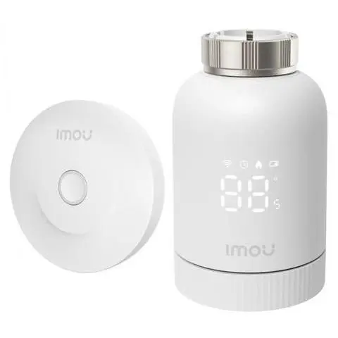 Kit robinet termostatic calorifer pe baterii si hub KIT-TRV1-EU-2, control vocal de pe telefon, Display LCD, Wi-Fi + Zigbee