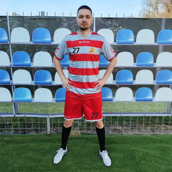 Kit Rugby GIVOVA - EF50 Gri deschis cu Rosu, XL