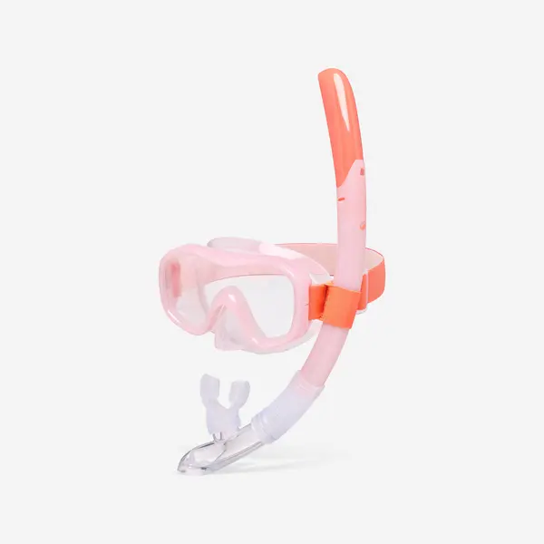Kit scufundare mască anti-aburire și tub supapă snorkeling 100 Roz Adulți