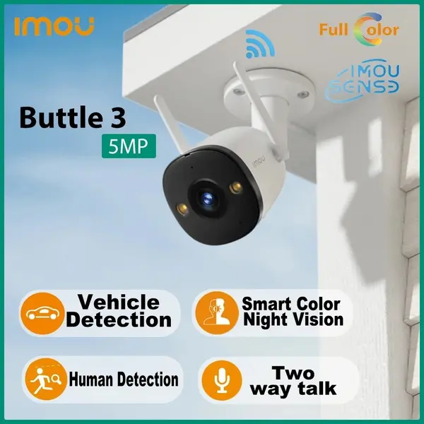Kit supraveghere 2 camere Wi-Fi IMOU 5MP Dual Light 30m Microfon Difuzor, 2 x carduri memorie 64GB, 2 x doze montaj
