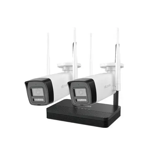 Kit supraveghere exterior WiFi HikVision HiLook IKS-2044BH-PH/W, 4MP, 2.8 mm, IR 30, microfon, difuzor, detectie miscare, slot card