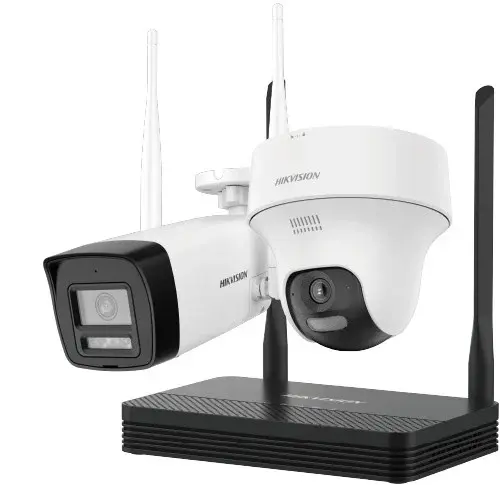Kit supraveghere IP Wireless Hikvision HiLook EasyLink IKS-2044BTH-PH/W, 2 camere 4MP, NVS, IR 30m, microfon, difuzor, slot microSD