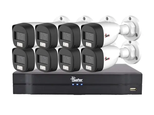 Kit supraveghere video, DVR cu 8 camere tip bullet, smart IR 20m, Safer KIT8EXT20IRSAF