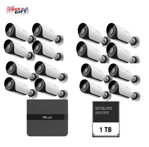 Kit Supraveghere video Milesight Technology NVR NVR MS-N5016-PE + 16 camere MS-C2964-UPD, Bullet, IP, 2MP, lentila 2.8mm, IR 30m, PoE