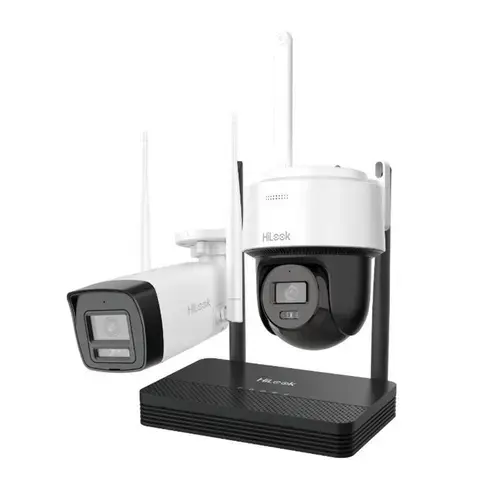 Kit supraveghere WiFi mixt HikVision HiLook IKS-2042BPH-PH/W, 2 MP, 2.8 mm, IR 30 / 25 m, lumina alba 25 m, microfon, difuzor, detectie miscare, slot card