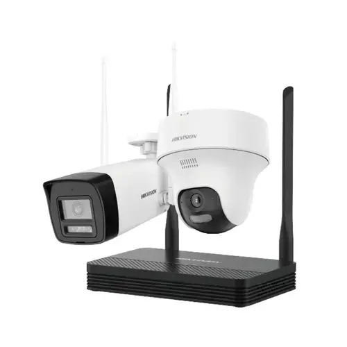 Kit supraveghere WiFi mixt HikVision HiLook IKS-2042BTH-PH/W, 2 MP, 2.8 mm, IR 30 / 20 m, lumina alba 15 m, microfon, difuzor, detectie miscare, slot card